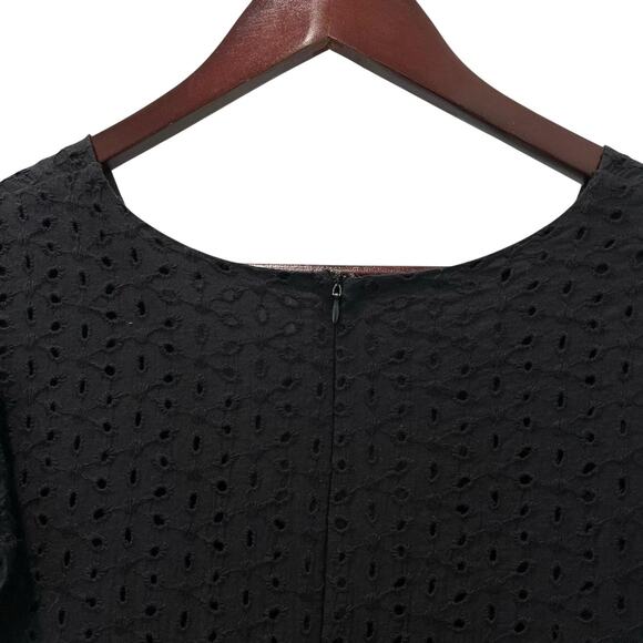 Romper Womens Medium Black Lace Eyelet V Neck Ruffle Strap Lined Shorts Summer - Picture 9 of 10